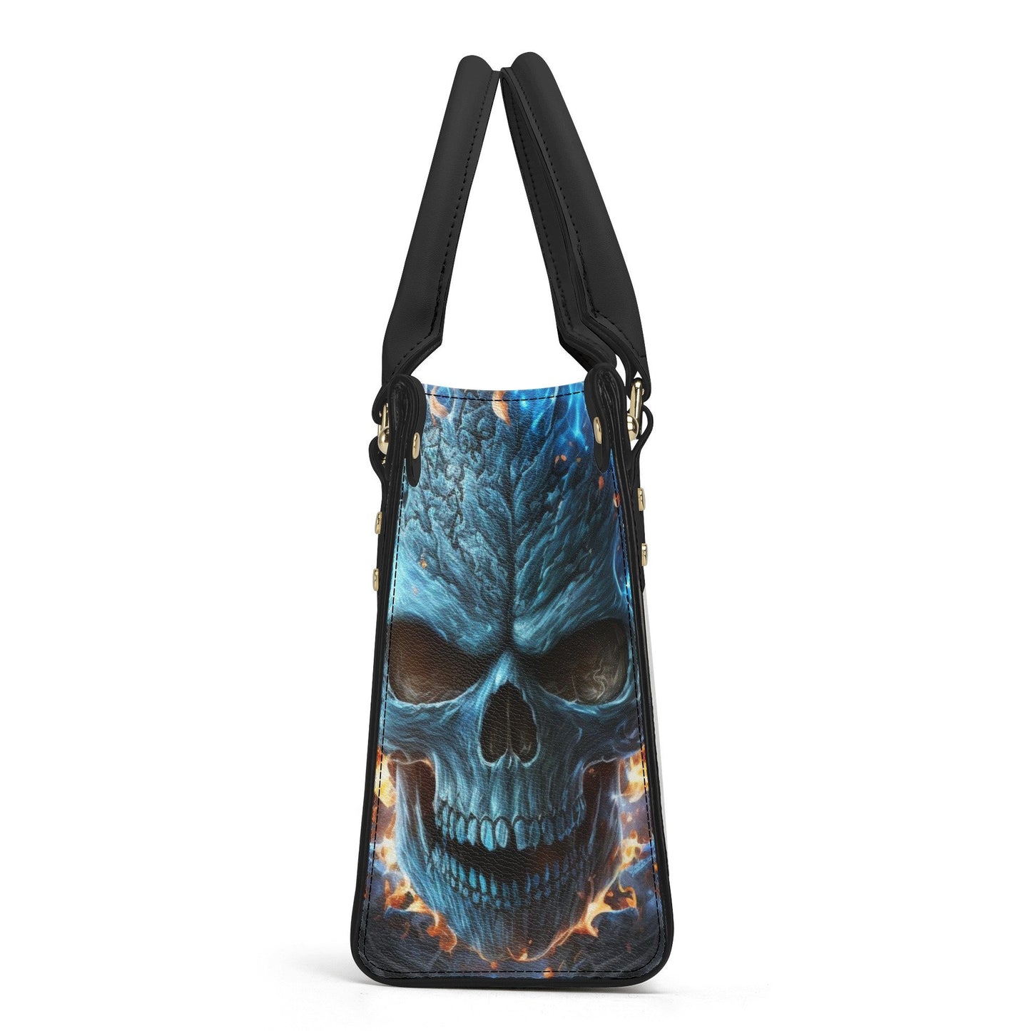 Halloween messenger bag, flower skull travel bag, hooded skull cosmetic bag, hooded skull tote bag, skull women's handbag, skull in fire cro