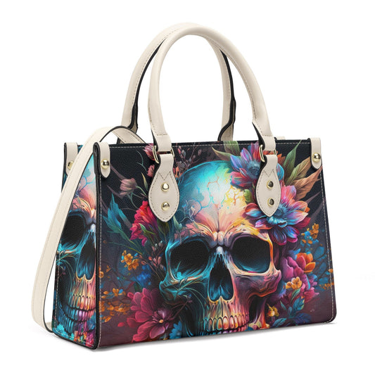 Rose skull cosmetic bag, devil ghost purse, rose skull travel bag, goth bag with shoulder strap, evil face travel bag, flaming skull tote ba