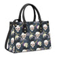 Evil face bag with shoulder strap, dark horror tote bag, rose skull purse, flame skull women's handbag, floral skull purse, death with scyth