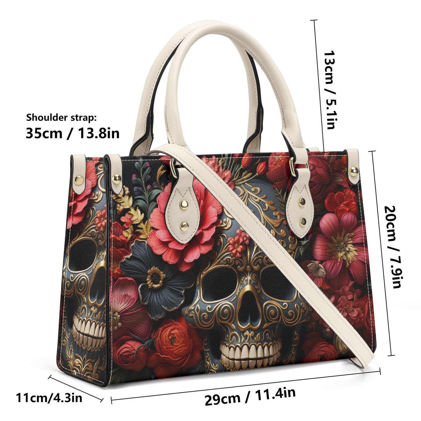 Goth bag with shoulder strap, goth messenger bag, reaper skull cosmetic bag, punisher skull shoulder bag, motorcycle skull women's handbag,