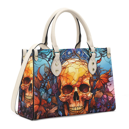Flower skull cosmetic bag, skull women's handbag, skull handbag with strap, spooky death crossbody bag, gothic skull women's handbag, skelet