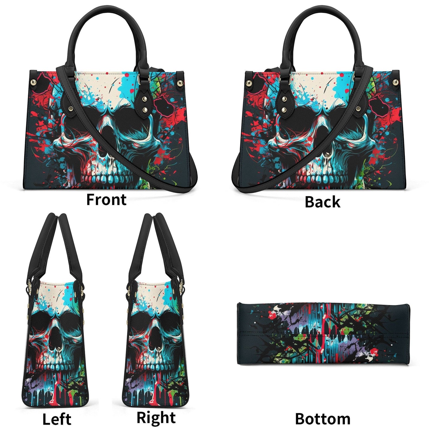 Spooky Halloween travel bag, halloween shoulder bag, halloween messenger bag, skeleton handbag with strap, punisher skull bag with shoulder