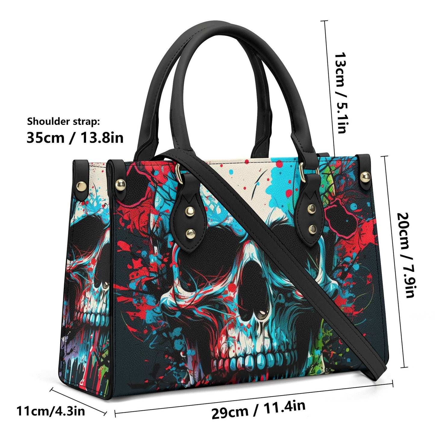 Spooky Halloween travel bag, halloween shoulder bag, halloween messenger bag, skeleton handbag with strap, punisher skull bag with shoulder