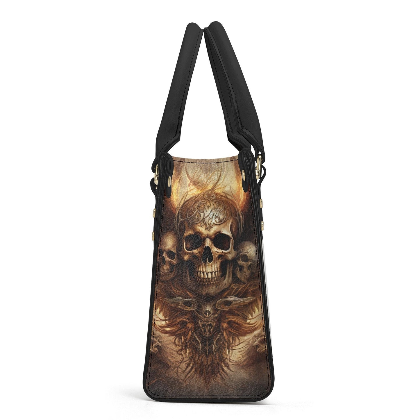 Gothic skull tote bag, skull crossbody bag, Spooky Halloween bag with shoulder strap, skeleton crossbody bag, floral skull handbag with stra
