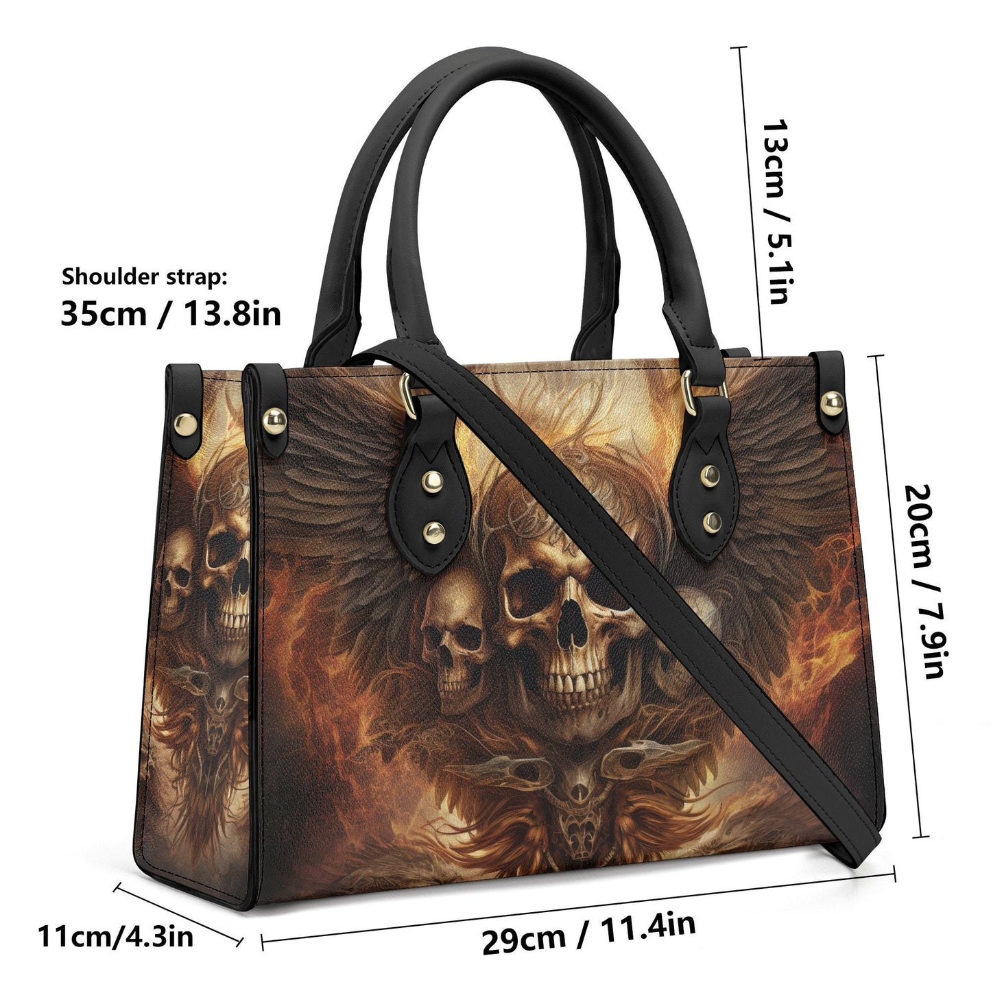 Gothic skull tote bag, skull crossbody bag, Spooky Halloween bag with shoulder strap, skeleton crossbody bag, floral skull handbag with stra