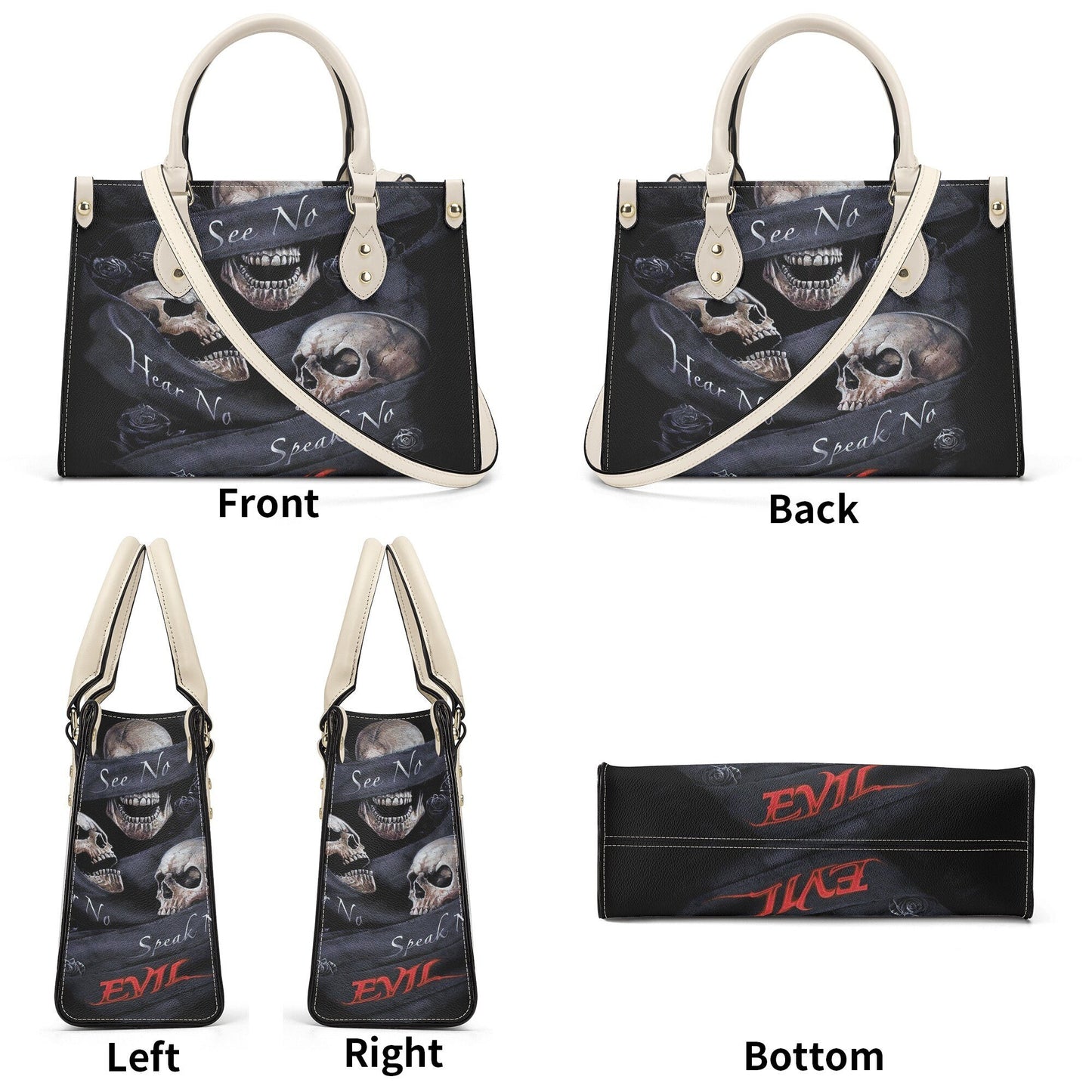 Punisher skull handbag with strap, hooded skull handmade bag, no see no hear skull handbag reaper skull shoulder bag, hooded skull tote bag,