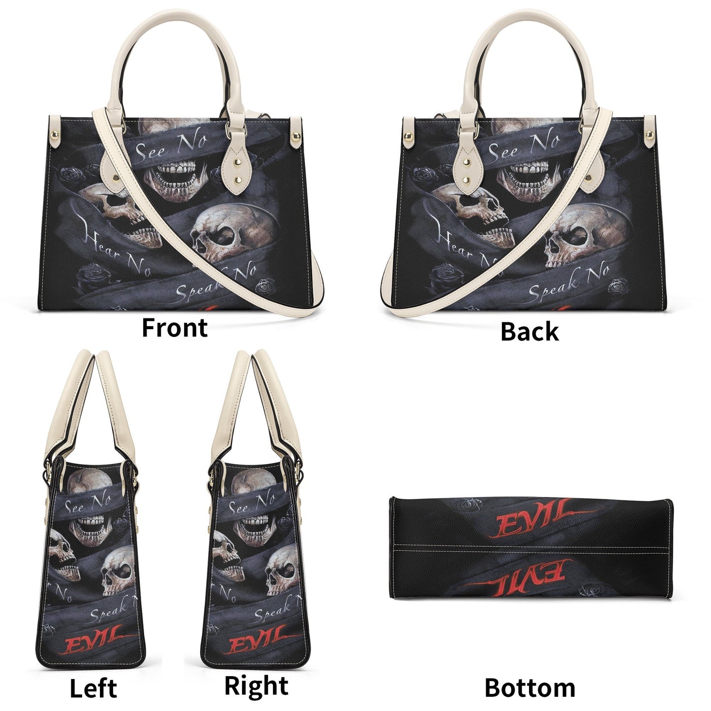 Punisher skull handbag with strap, hooded skull handmade bag, no see no hear skull handbag reaper skull shoulder bag, hooded skull tote bag,