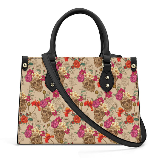 Sugar skull messenger bag, candy skull cosmetic bag, floral sugar skull handmade bag, dia de los muertos skull travel bag, cinco de mayo sku