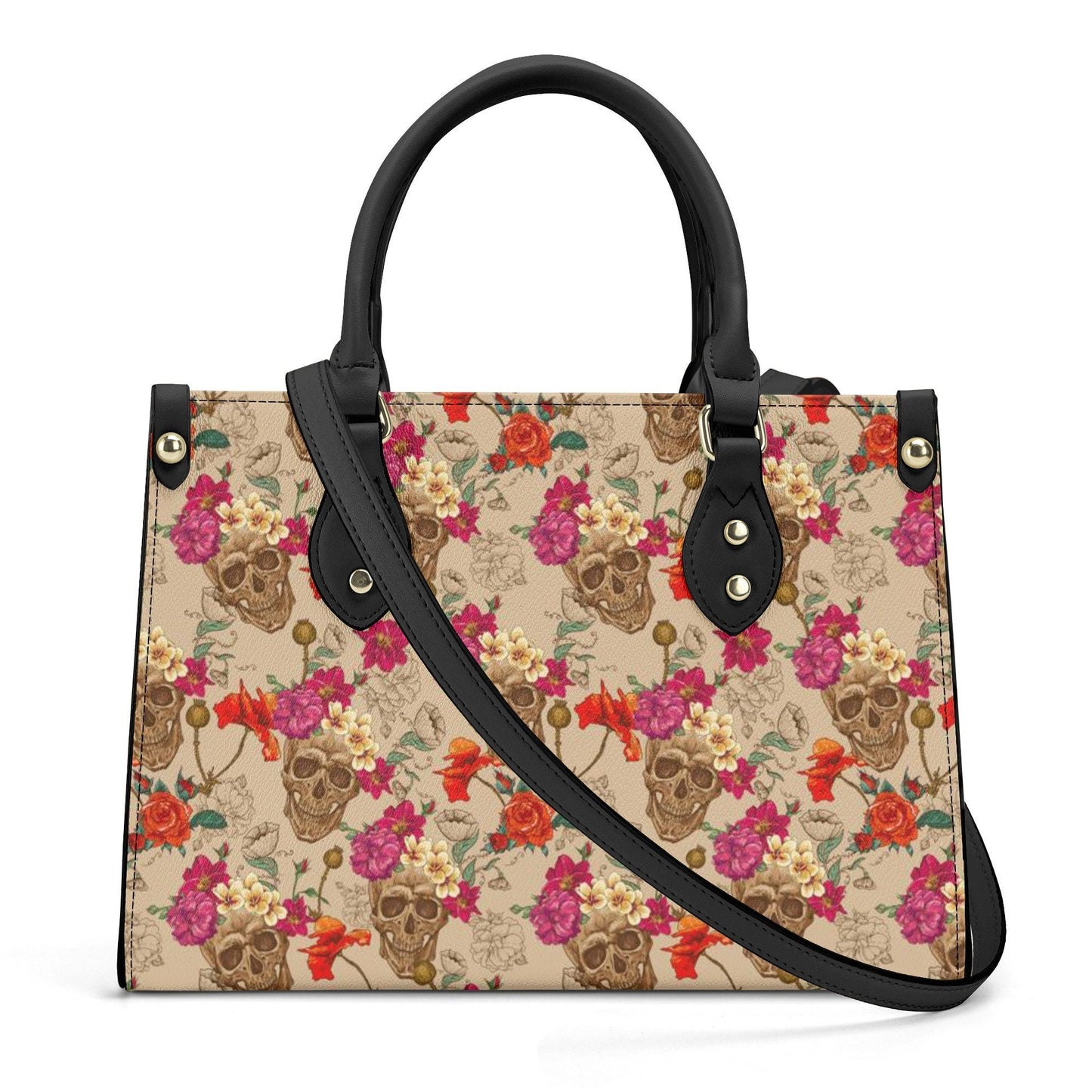 Sugar skull messenger bag, candy skull cosmetic bag, floral sugar skull handmade bag, dia de los muertos skull travel bag, cinco de mayo sku