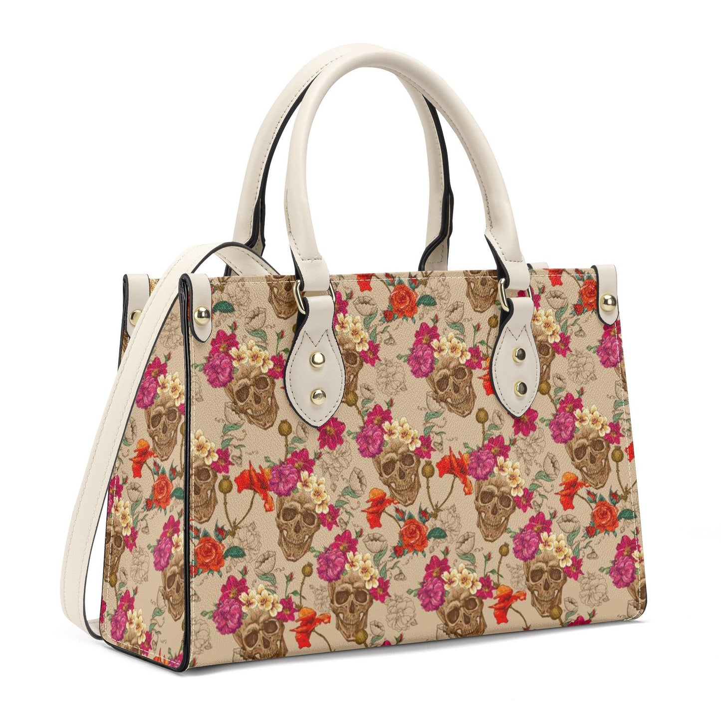 Sugar skull messenger bag, candy skull cosmetic bag, floral sugar skull handmade bag, dia de los muertos skull travel bag, cinco de mayo sku
