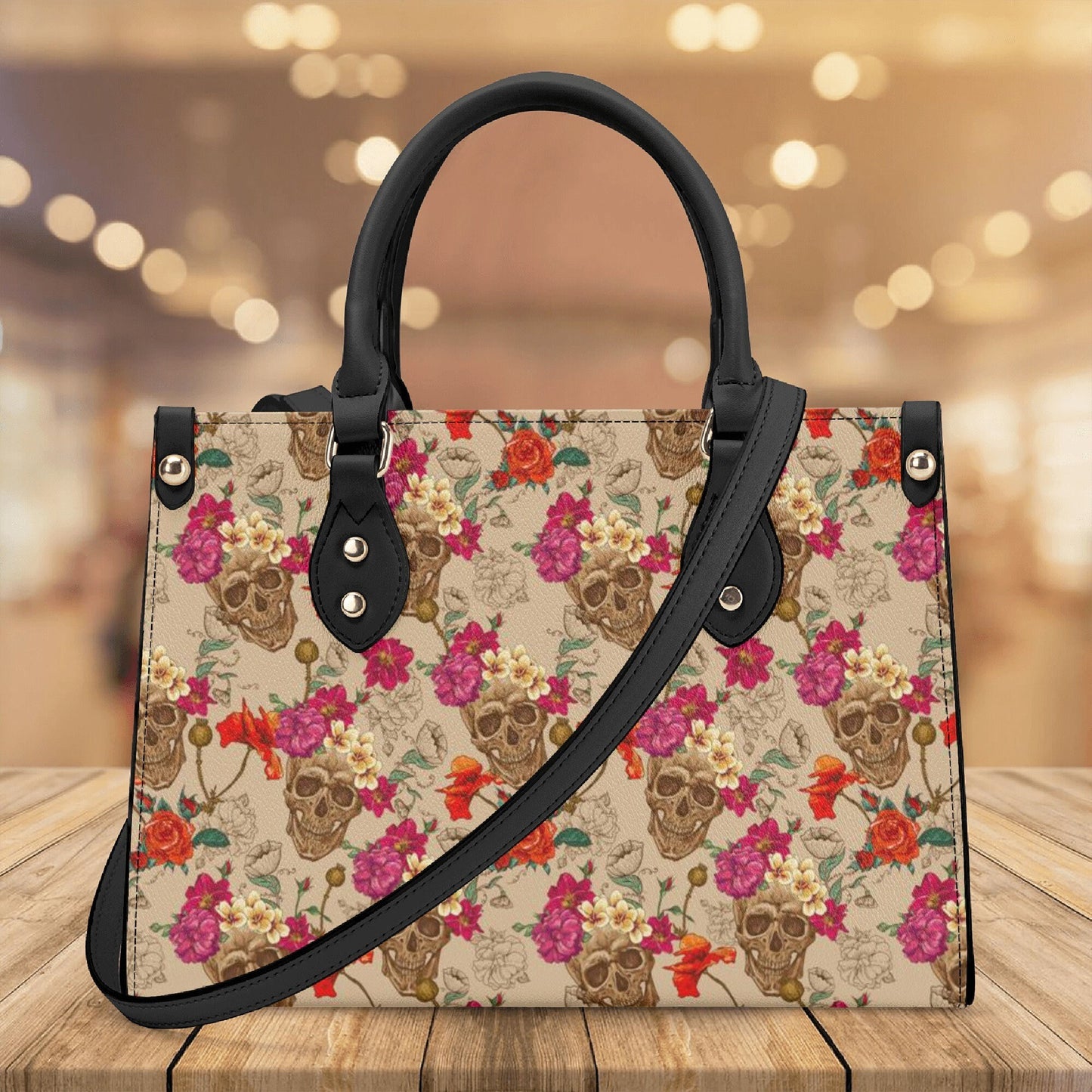 Sugar skull messenger bag, candy skull cosmetic bag, floral sugar skull handmade bag, dia de los muertos skull travel bag, cinco de mayo sku