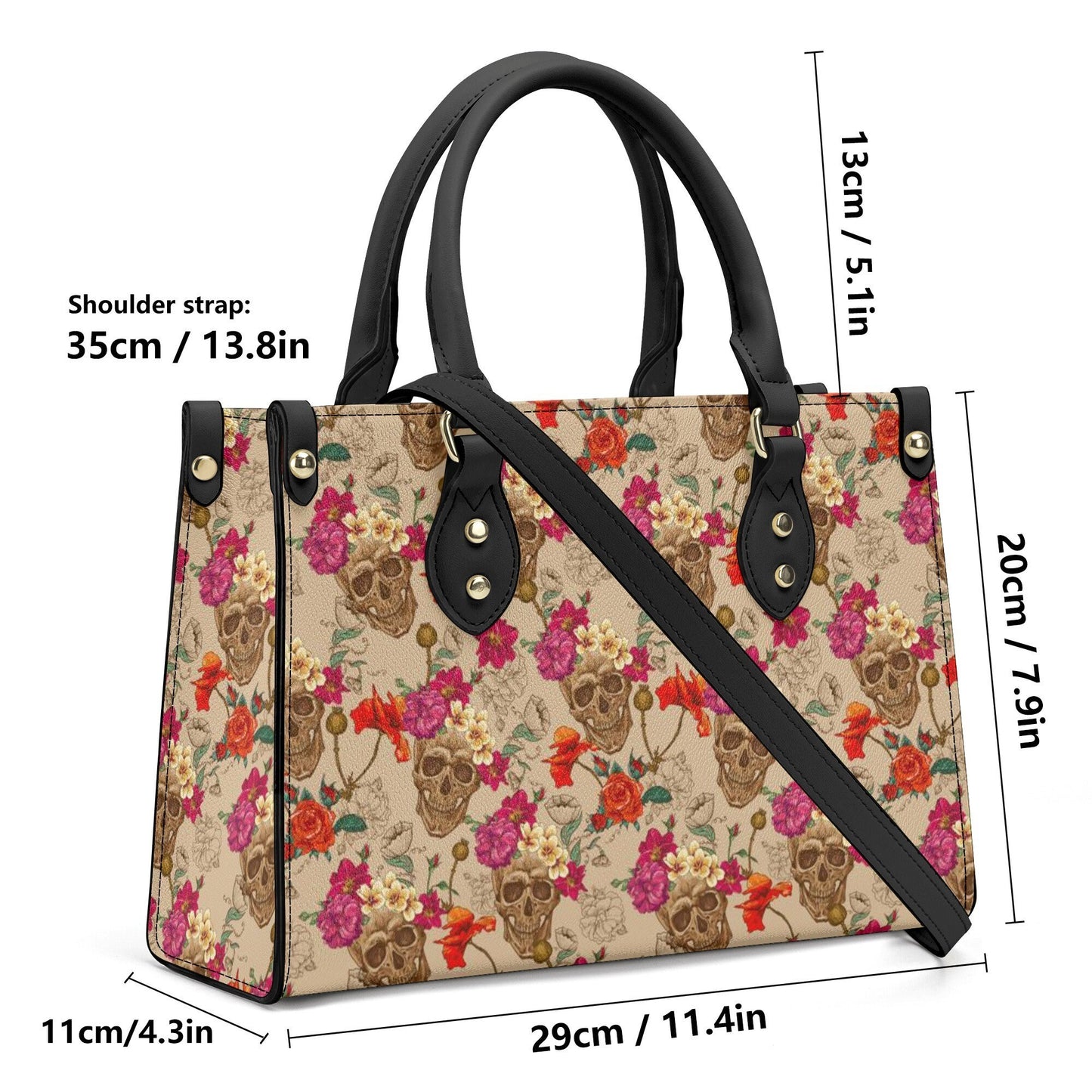 Sugar skull messenger bag, candy skull cosmetic bag, floral sugar skull handmade bag, dia de los muertos skull travel bag, cinco de mayo sku