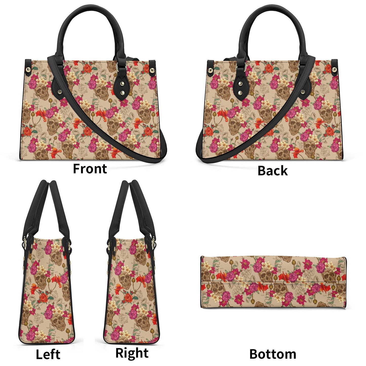 Sugar skull messenger bag, candy skull cosmetic bag, floral sugar skull handmade bag, dia de los muertos skull travel bag, cinco de mayo sku