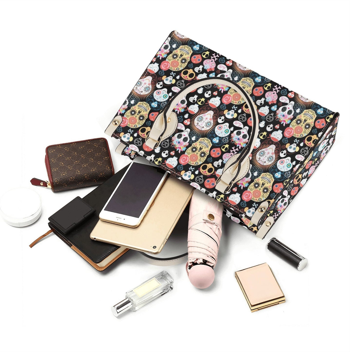 Skeleton messenger bag, skeleton cosmetic bag, evil face purse, halloween messenger bag, gothic skull messenger bag, devil ghost purse, hood