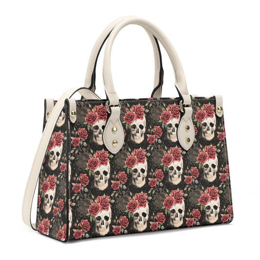 Rose skull shoulder bag, devil ghost travel bag, evil face crossbody bag, grim reaper women's purse, skull large tote bag, flower skull hand