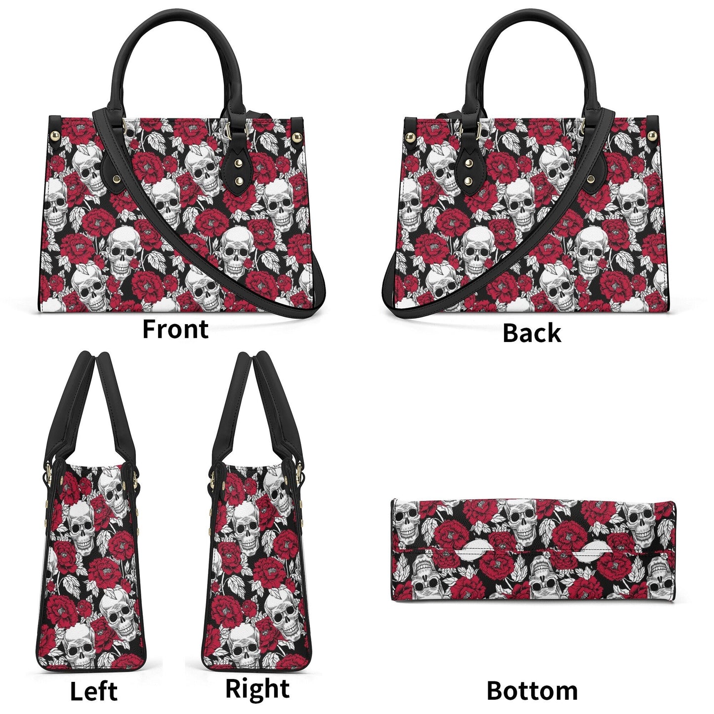 Flower skull women's handbag, skull purse, grim reaper messenger bag, christmas skull purse, biker skull women's purse, skeleton handbag, ha