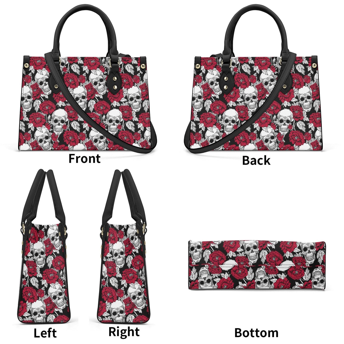 Flower skull women's handbag, skull purse, grim reaper messenger bag, christmas skull purse, biker skull women's purse, skeleton handbag, ha
