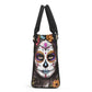 Mexican skull travel bag, day of the dead purse, floral sugar skull messenger bag, sugar skull girl travel bag, mexico tote bag, floral suga