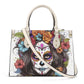 Mexican skull travel bag, day of the dead purse, floral sugar skull messenger bag, sugar skull girl travel bag, mexico tote bag, floral suga