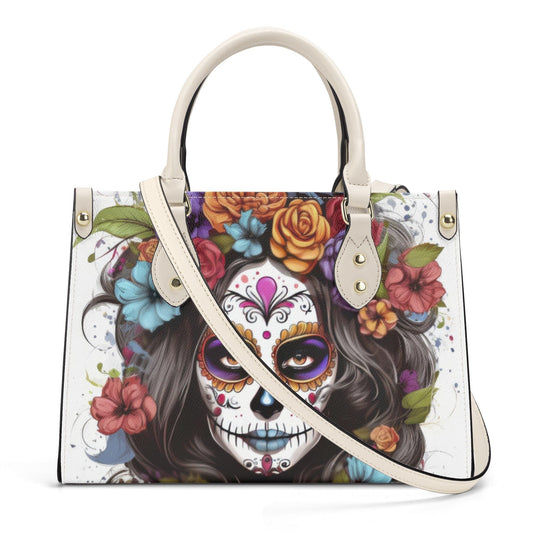 Mexican skull travel bag, day of the dead purse, floral sugar skull messenger bag, sugar skull girl travel bag, mexico tote bag, floral suga