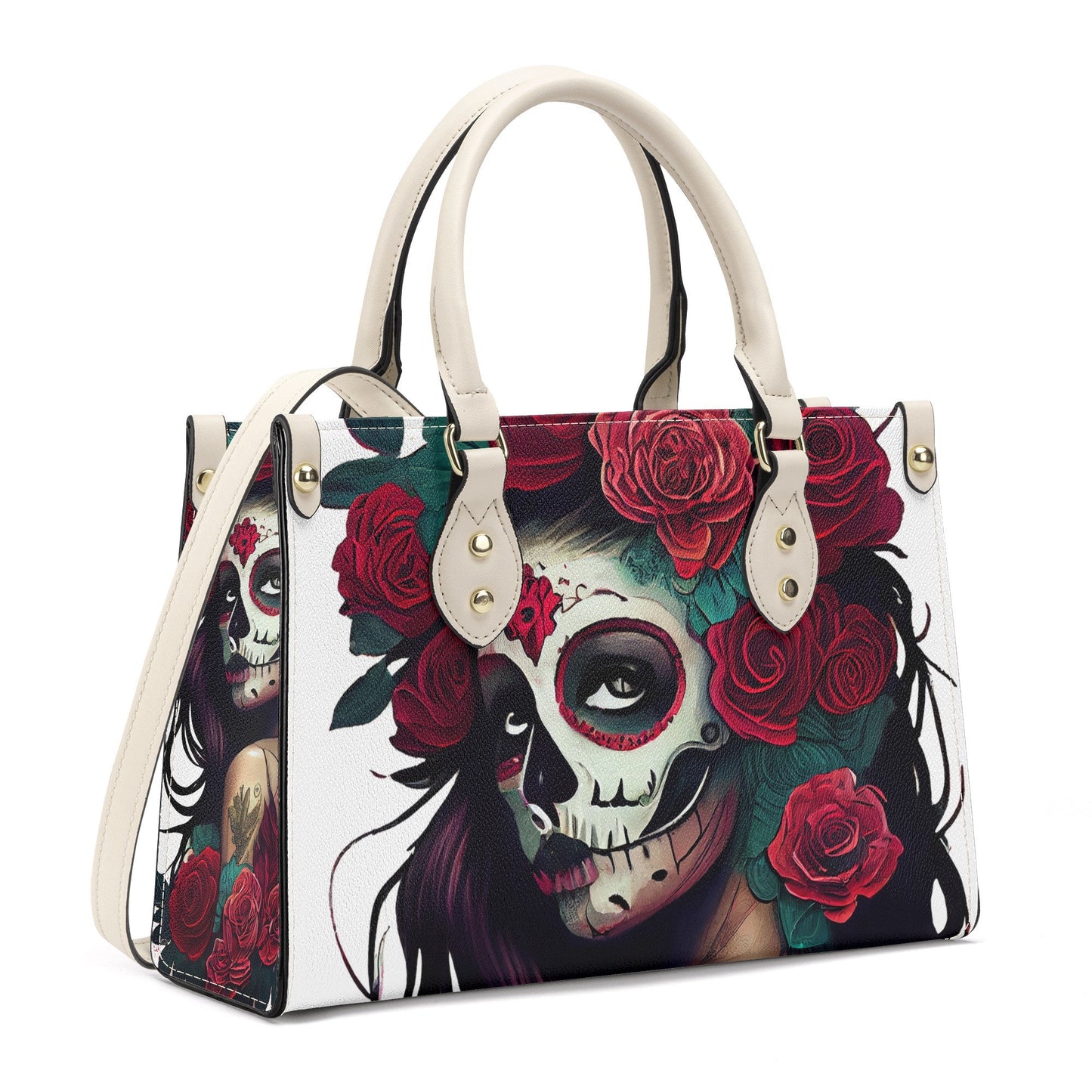 Sugar skull girl tote bag, day of the dead messenger bag, day of the dead travel bag, day of the dead cosmetic bag, mexican skull purse, day