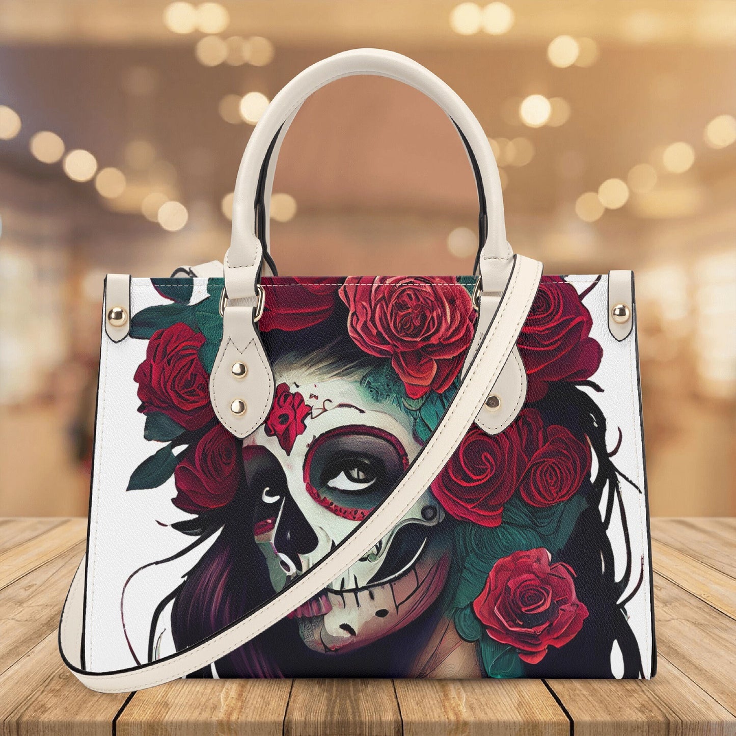 Sugar skull girl tote bag, day of the dead messenger bag, day of the dead travel bag, day of the dead cosmetic bag, mexican skull purse, day
