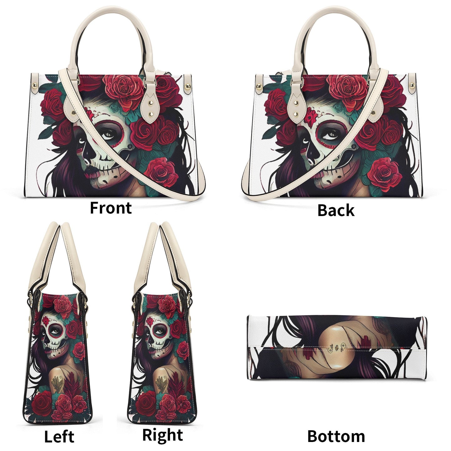 Sugar skull girl tote bag, day of the dead messenger bag, day of the dead travel bag, day of the dead cosmetic bag, mexican skull purse, day