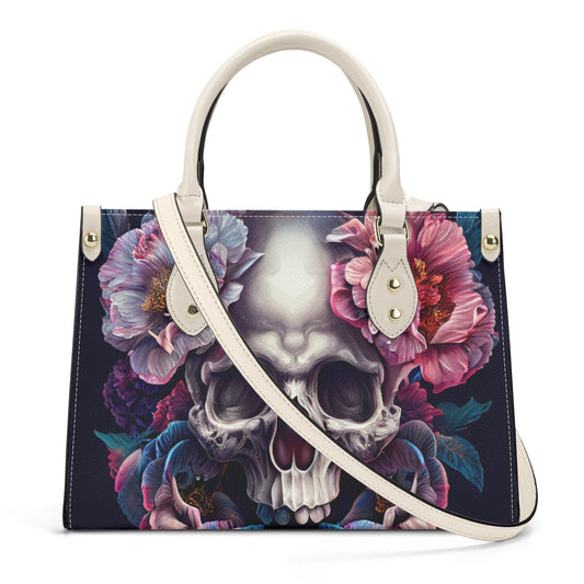 Spooky death handmade bag, halloween messenger bag, grim reaper handmade bag, floral skull handbag with strap, halloween body bag, punisher