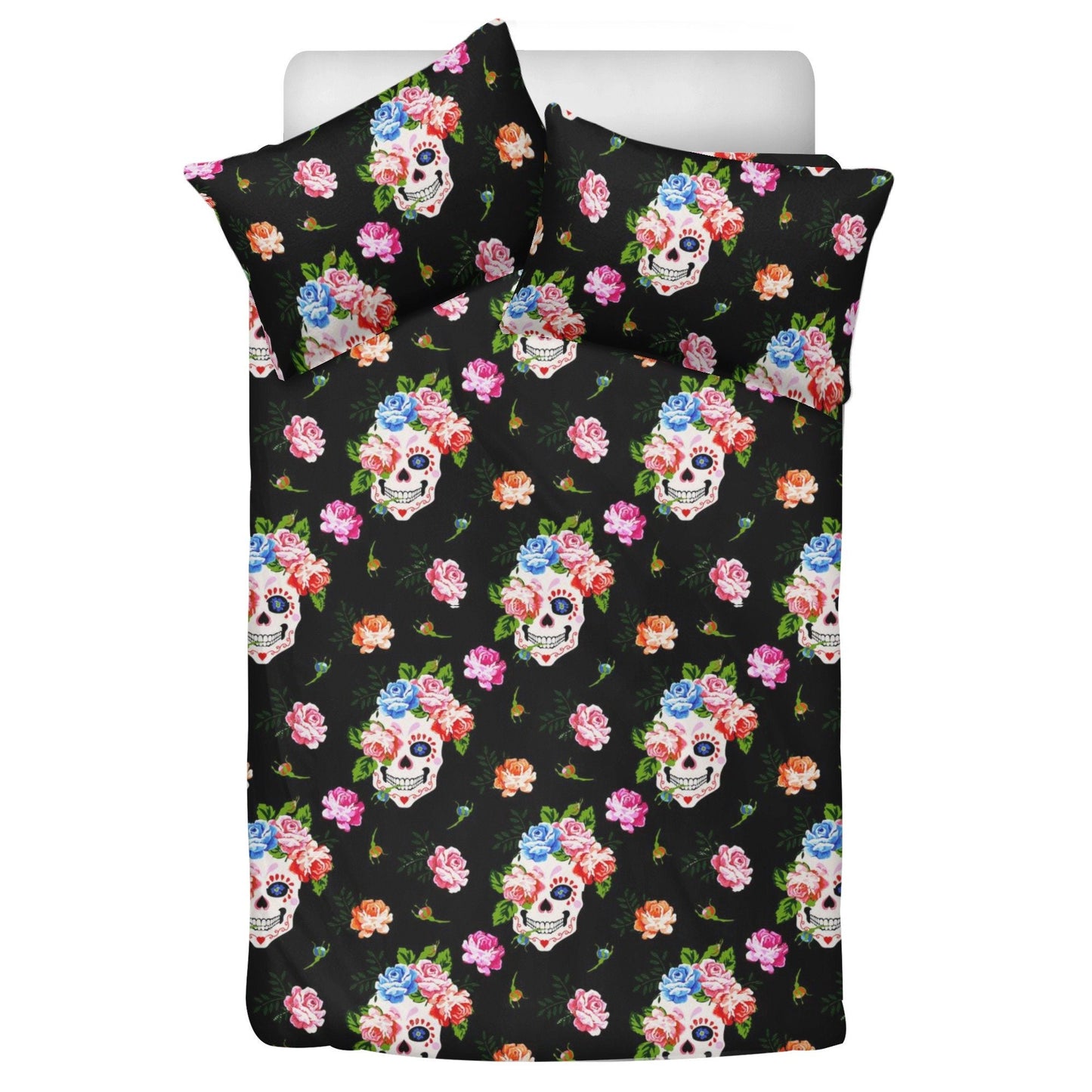Flower skull duvet cover queen king, horror duvet cover, death with scythes bed cover, flower skull comforter set, gothic skull duvet cover