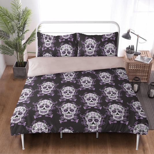 Sugar skull girl pillow cover, dia de los muertos skull bedding, cinco de mayo skull duvet cover set, calaveras skull comforter set, floral