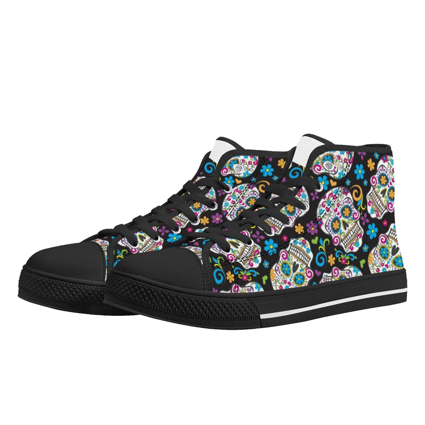 Day of the dead women sneakers, calaveras skull canvas shoes, candy skull shoes gift, sugar skull girl causual sneakers, candy skull shoes g