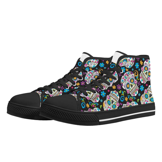 Day of the dead women sneakers, calaveras skull canvas shoes, candy skull shoes gift, sugar skull girl causual sneakers, candy skull shoes g