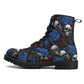 Spooky Halloween fashion leather boots, rose skull boots, reaper skull boots, floral skull fashion leather boots, punisher skull boots, puni