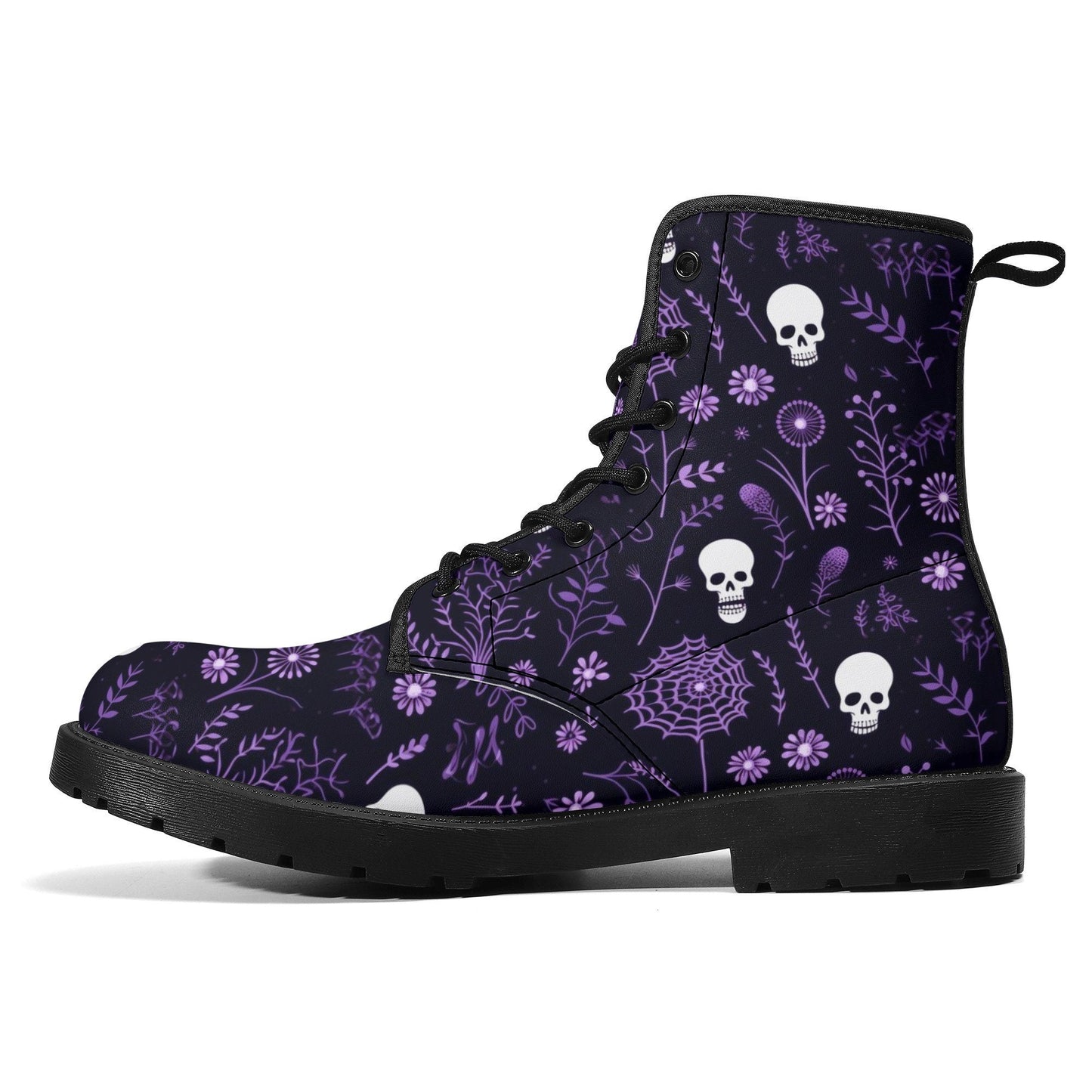 Gothic skull waterproof Lace Up Anti-Slip platform nooties, christmas skull ankle booties, Spooky Halloween boots, goth waterproof boot, got