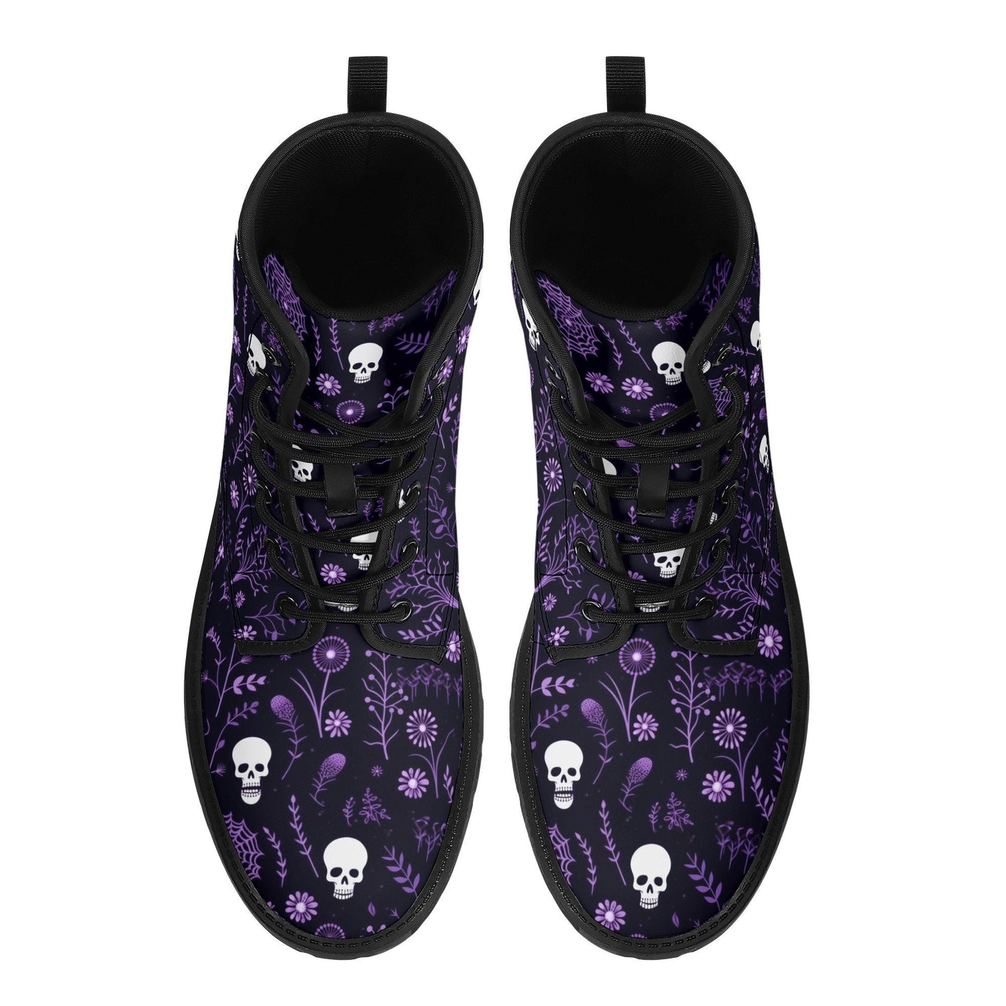 Gothic skull waterproof Lace Up Anti-Slip platform nooties, christmas skull ankle booties, Spooky Halloween boots, goth waterproof boot, got