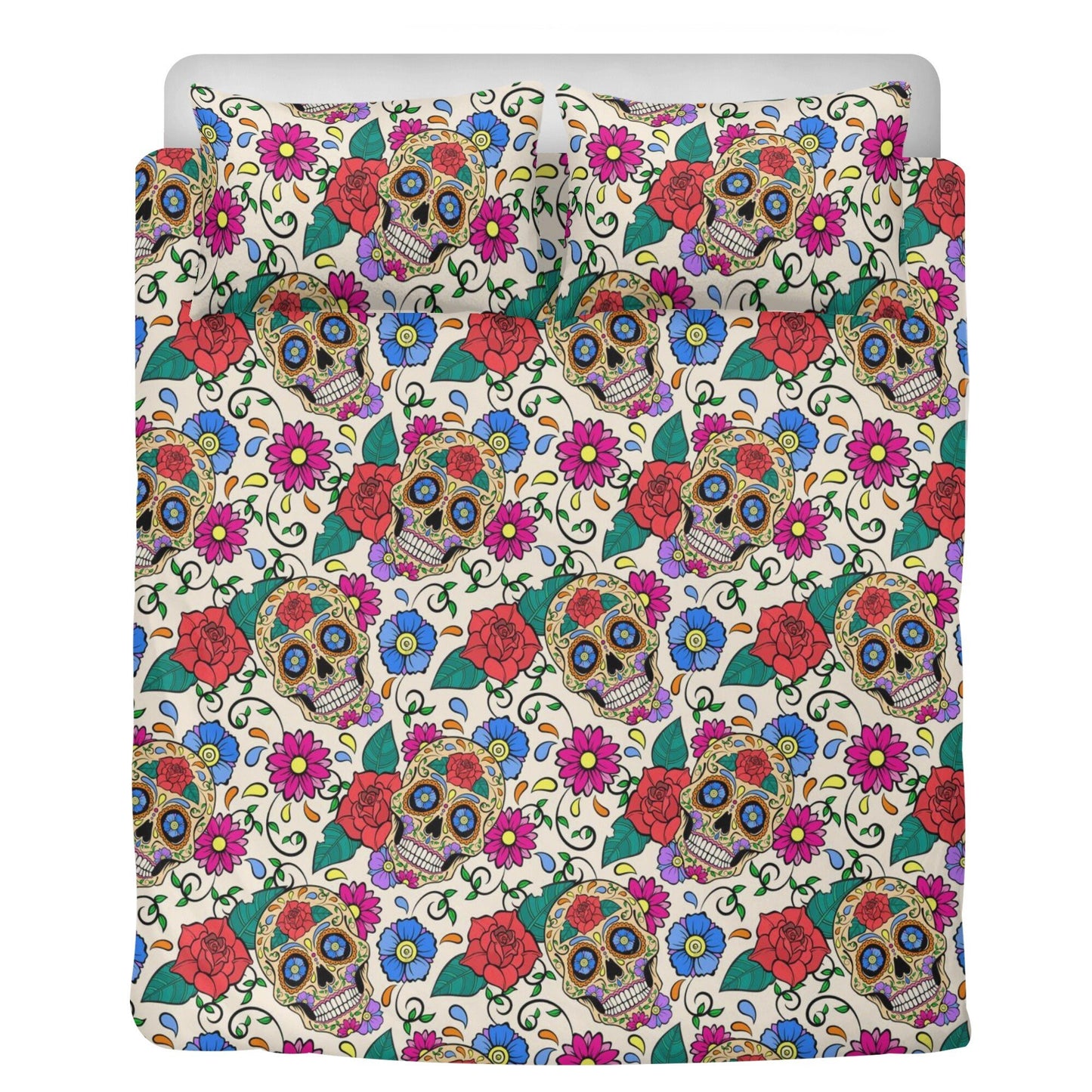 Floral skull comforter set, mexico duvet cover queen king, mexican skull duvet cover queen king, candy skull duvet cover set, cinco de mayo