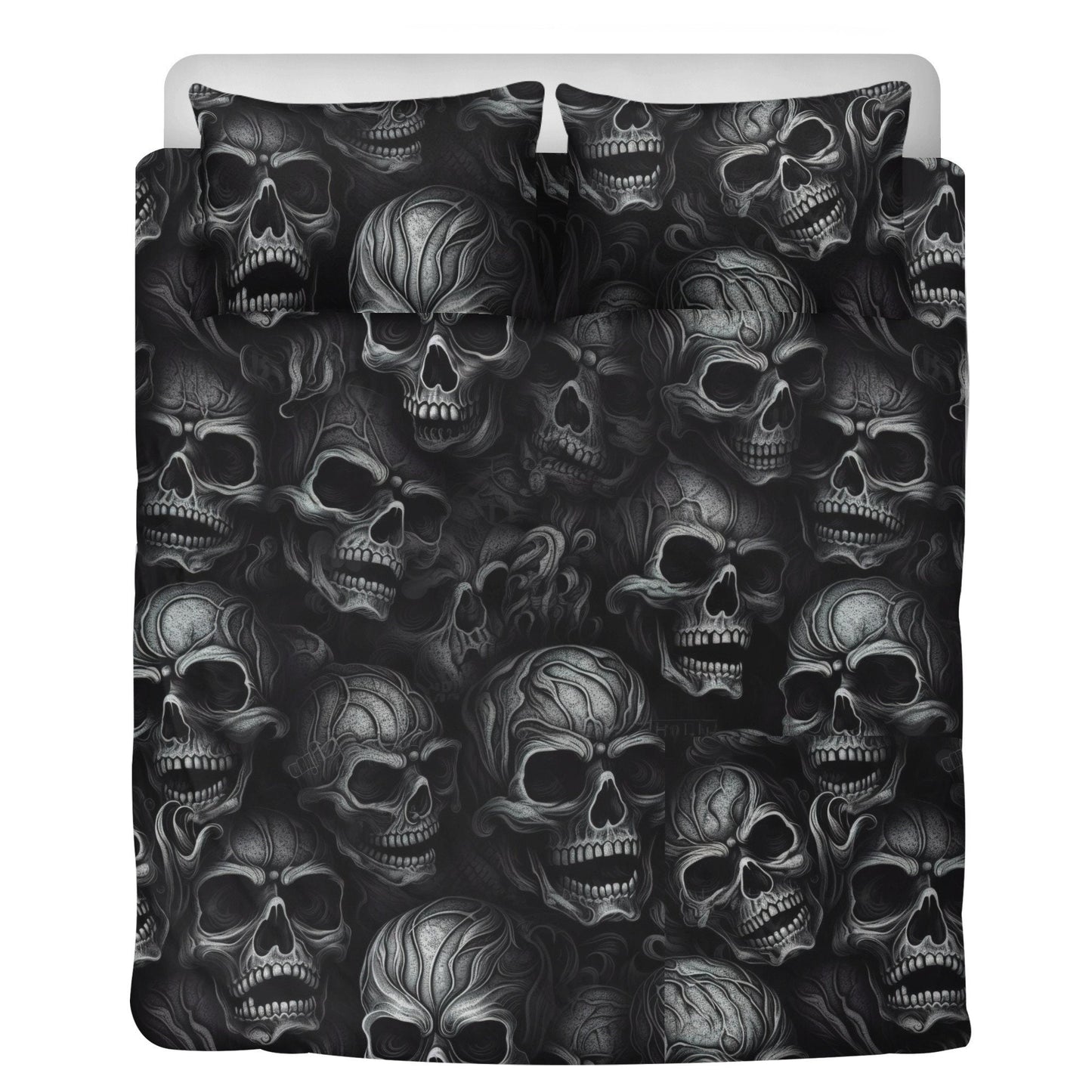 Evil face duvet cover queen king, biker skull duvet cover, horror bedding set, death with scythes pillowcase, goth bed cover, flame skull du