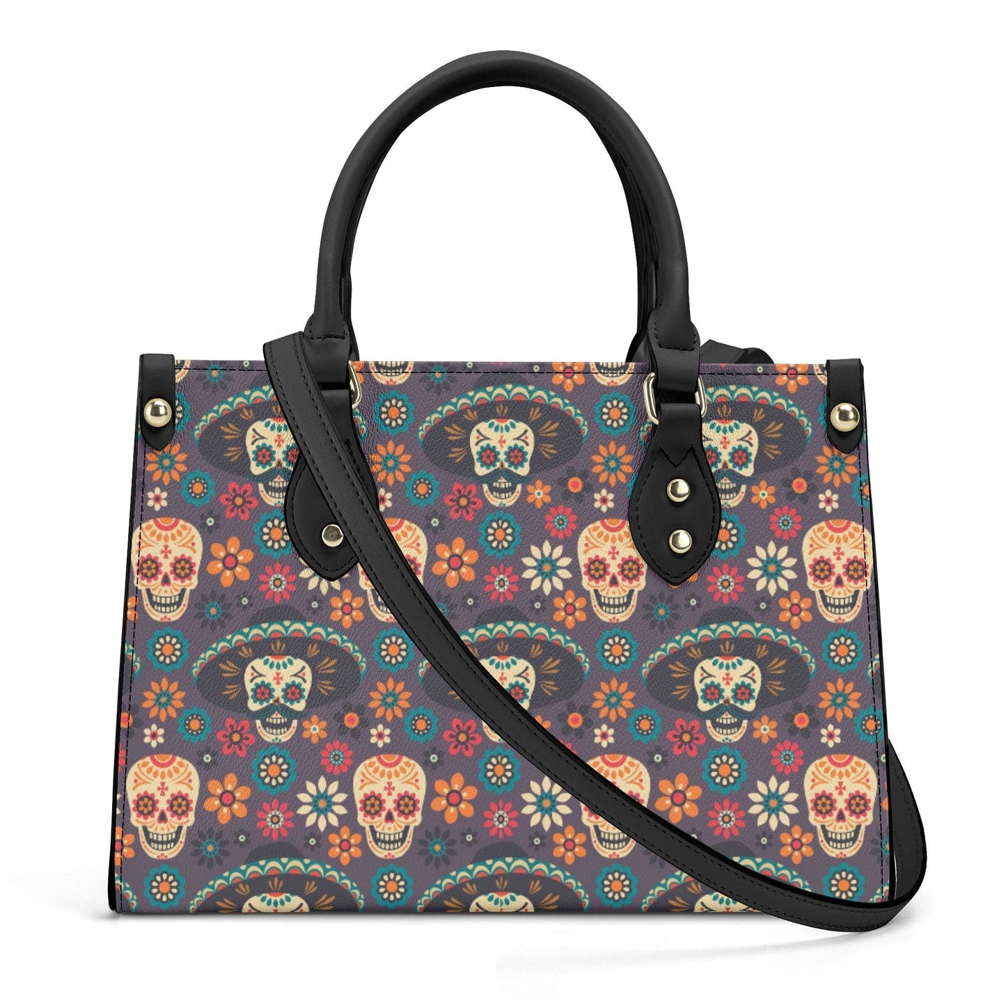 Calaveras skull women's purse, cinco de mayo skull crossbody bag, sugar skull girl travel bag, mexican skull bag with shoulder strap, dia de