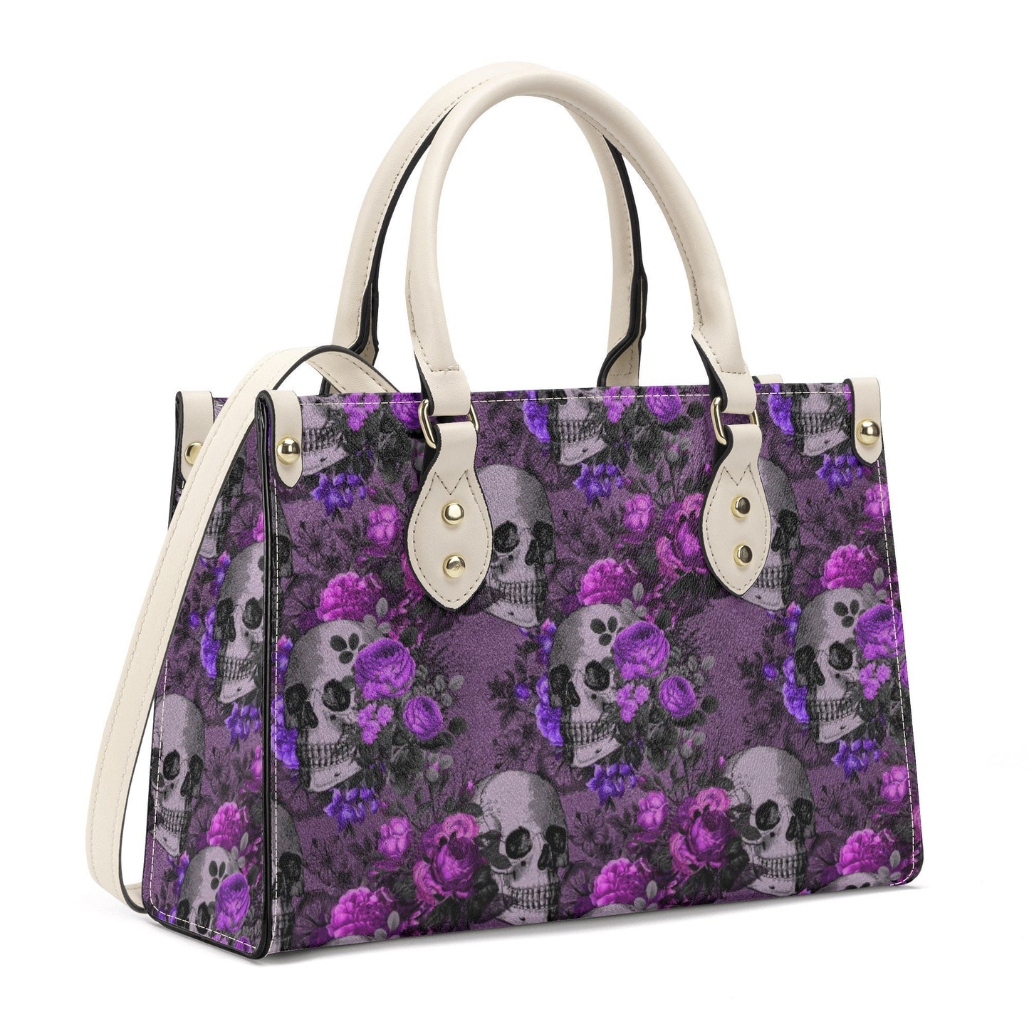 Halloween crossbody bag, skull in fire women's purse, skeleton handbag, death skull large tote bag, floral skull women's handbag, flaming sk