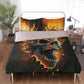 Flaming skull bedding set, devil ghost bedding set king queen, evil face bedding set king queen, spooky death bedding set, hooded skull comf