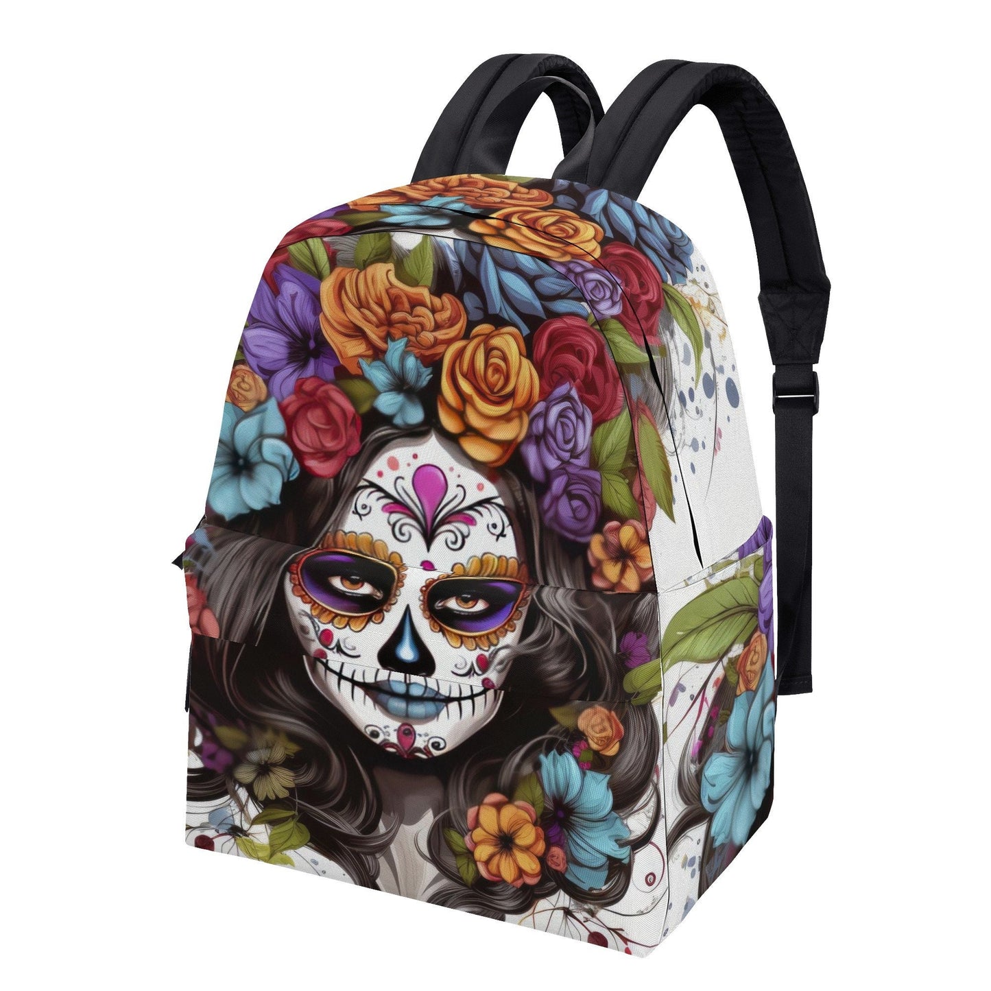 Dia de los muertos skull carry on bag, mexican skull backpack for school, cinco de mayo skull School bag, sugar skull girl School bag, candy