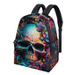 Flower skull backpack for school, death with scythes backpack purse for girl, punisher skull school bag, goth School bag, skull in fire tote