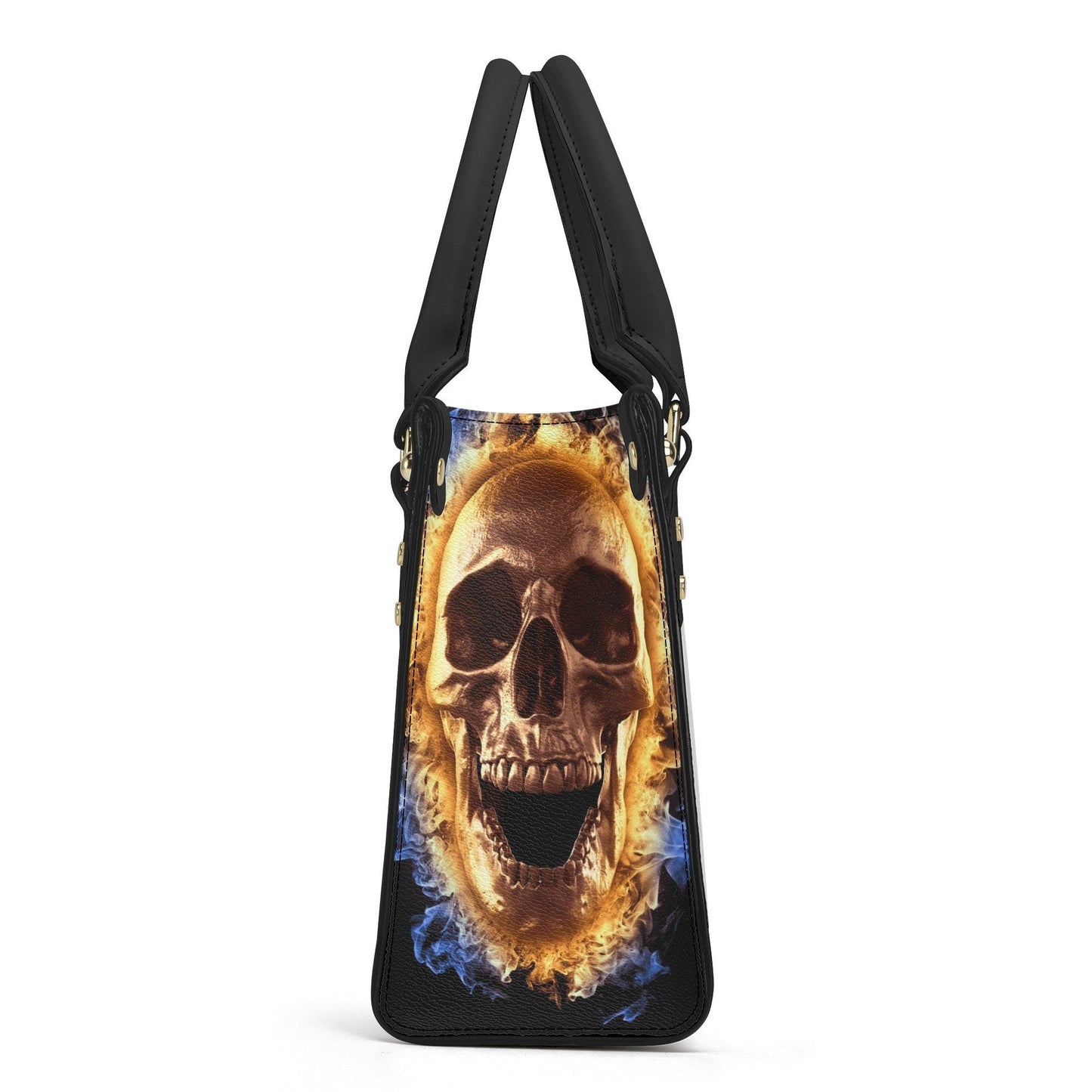 Goth travel bag, gothic skull tote bag, skeleton women's handbag, punisher skull handbag, flame skull handbag, spooky death travel bag skull
