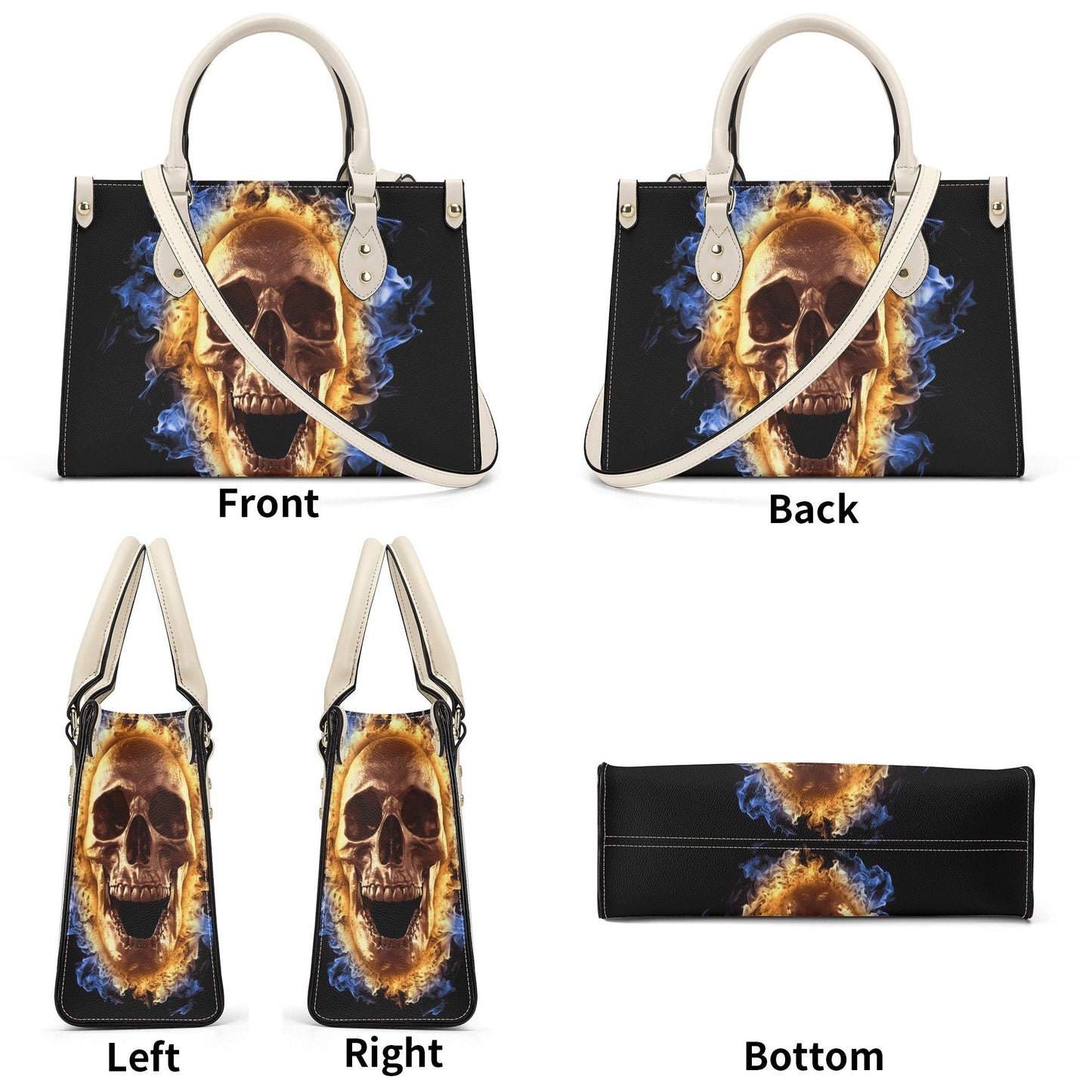 Goth travel bag, gothic skull tote bag, skeleton women's handbag, punisher skull handbag, flame skull handbag, spooky death travel bag skull