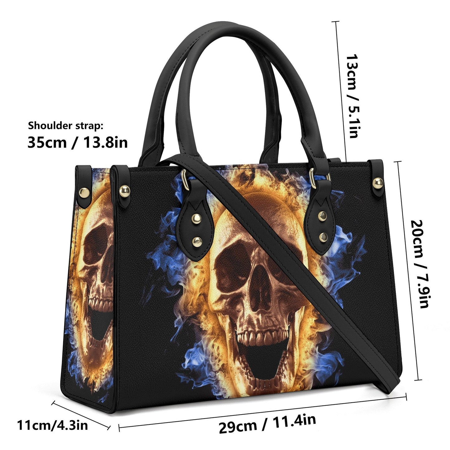 Goth travel bag, gothic skull tote bag, skeleton women's handbag, punisher skull handbag, flame skull handbag, spooky death travel bag skull