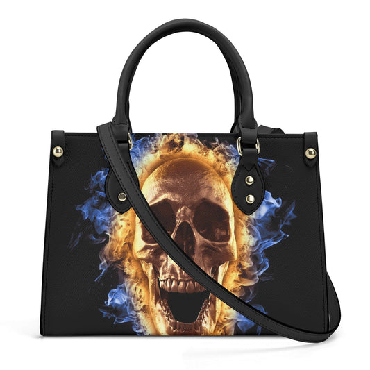 Goth travel bag, gothic skull tote bag, skeleton women's handbag, punisher skull handbag, flame skull handbag, spooky death travel bag skull