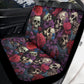 Rose skull steering wheel, halloween car headrest covers, motorcycle skull car seat accessory, spooky death seat cover for vehicles, hooded