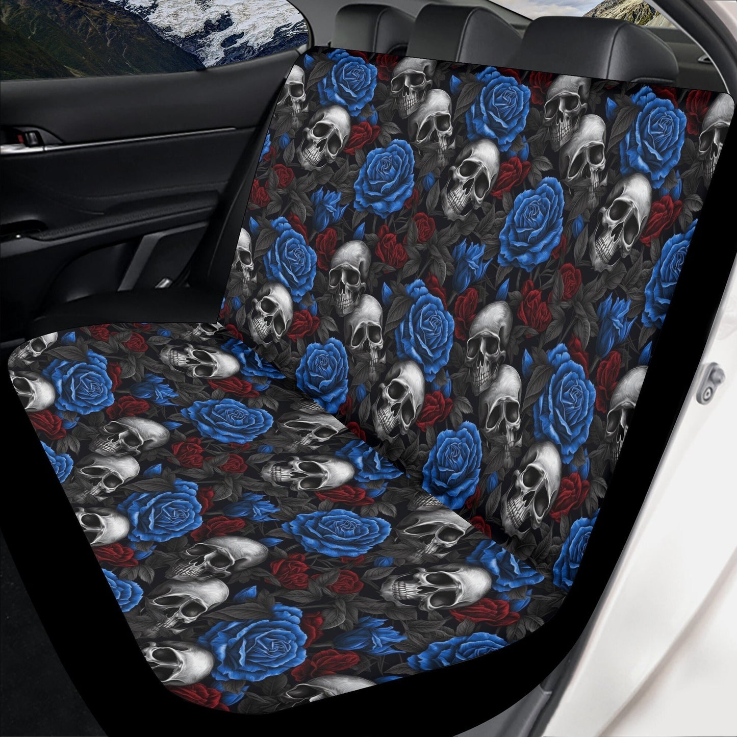 Spooky death car tool, floral skull cover cushion accessories for Cars, biker skull car headrest covers, motorcycle skull car shifter gear c