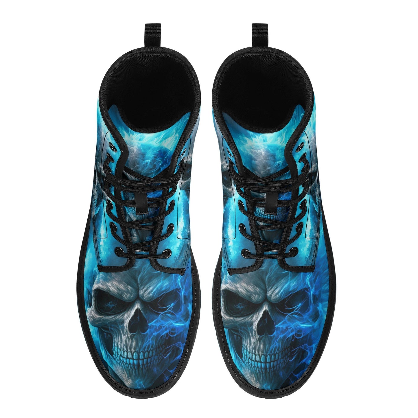 Evil face unisex shoes, dark horror combat boots, evil waterproof Lace Up Anti-Slip platform nooties, hooded skull ankle Boots, skull with s