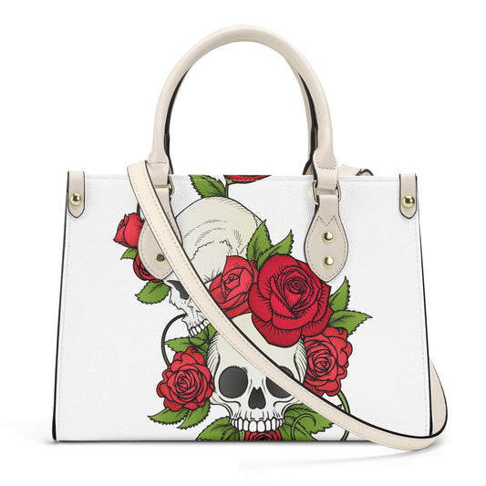 Floral skull women's purse, skeleton handbag with strap, floral skull travel bag, hooded skull women's purse, gothic skull travel bag, hoode